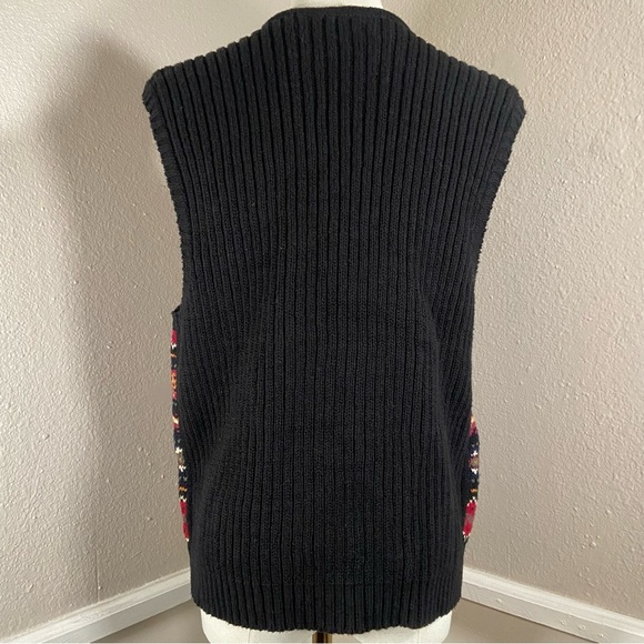 Vintage ERIKA Sweater Vest Fair Isle Striped Size Large - Picture 3 of 9
